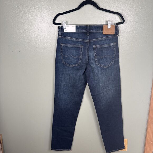 NWT American Eagle Airflex + Slim Straight Jeans Men 30x32 Authentic Dark Indigo - Picture 2 of 11